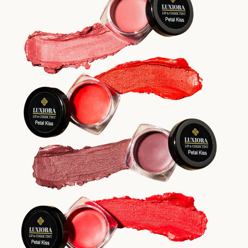 Luxiora Petal Kiss lip and cheek tint with swatches