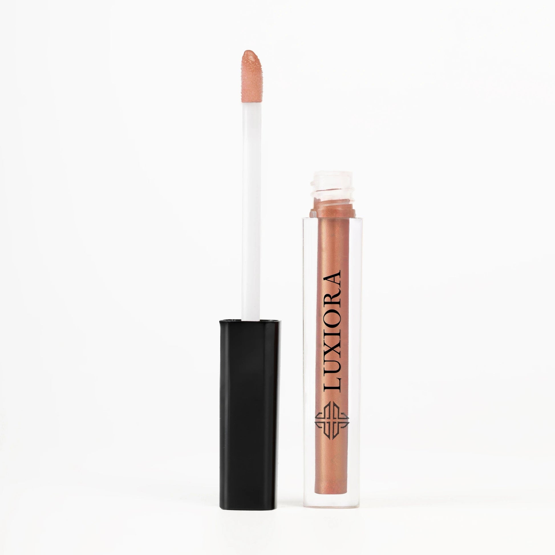 Luxiora Twilight Nude Lip Gloss, hydrating high shine formula, vegan and cruelty-free