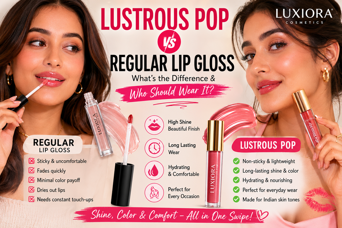 Lustrous Pop vs Regular Lip Gloss