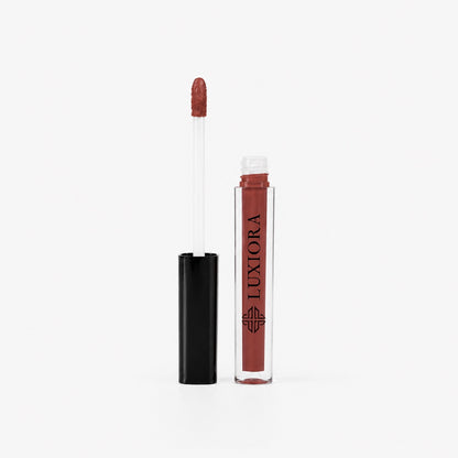 Gulabi Glow rosy pink nude velvet matte liquid lipstick tube, vegan