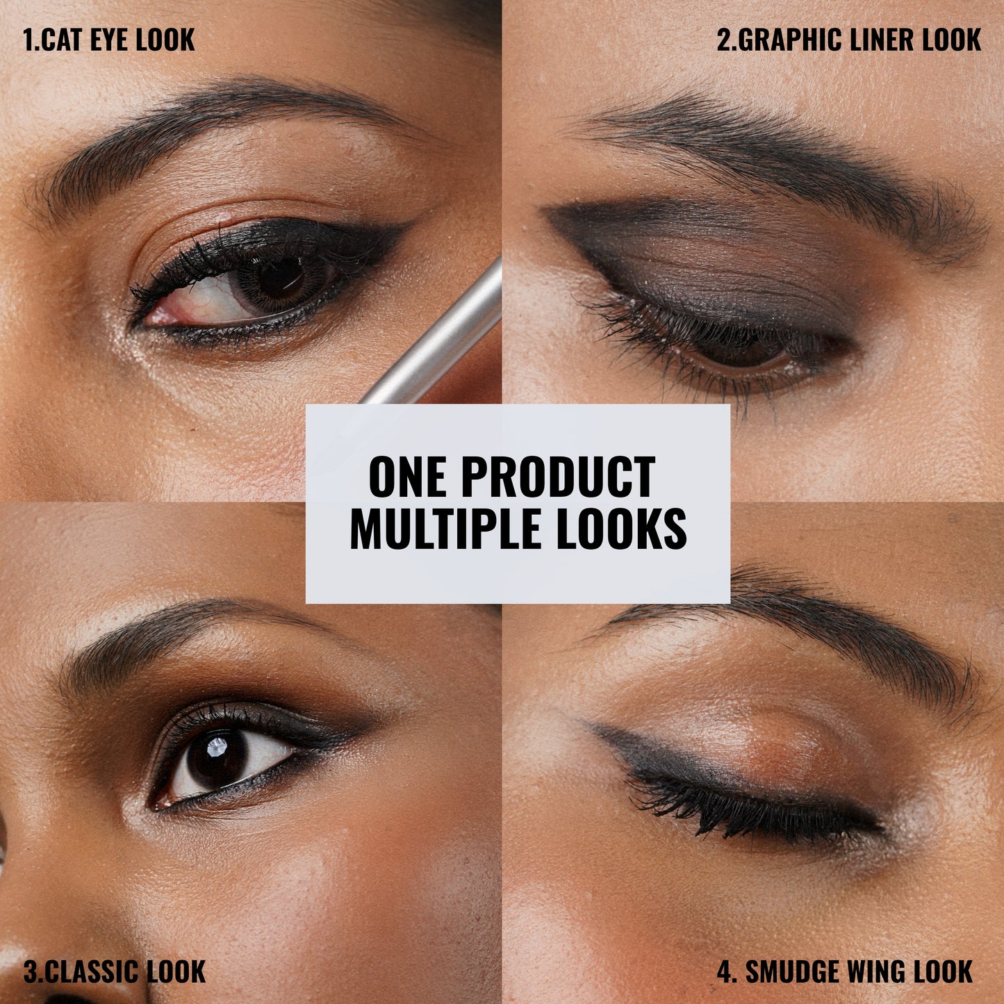 Jet Matte Kohl Kajal multiple looks cat eye, graphic liner, smudge wing look classic look with kohl kajal