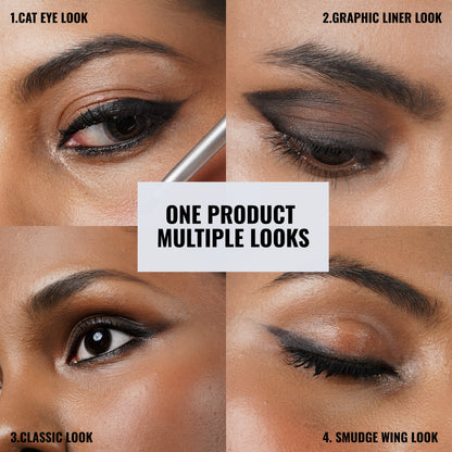 Jet Matte Kohl Kajal multiple looks cat eye, graphic liner, smudge wing look classic look with kohl kajal