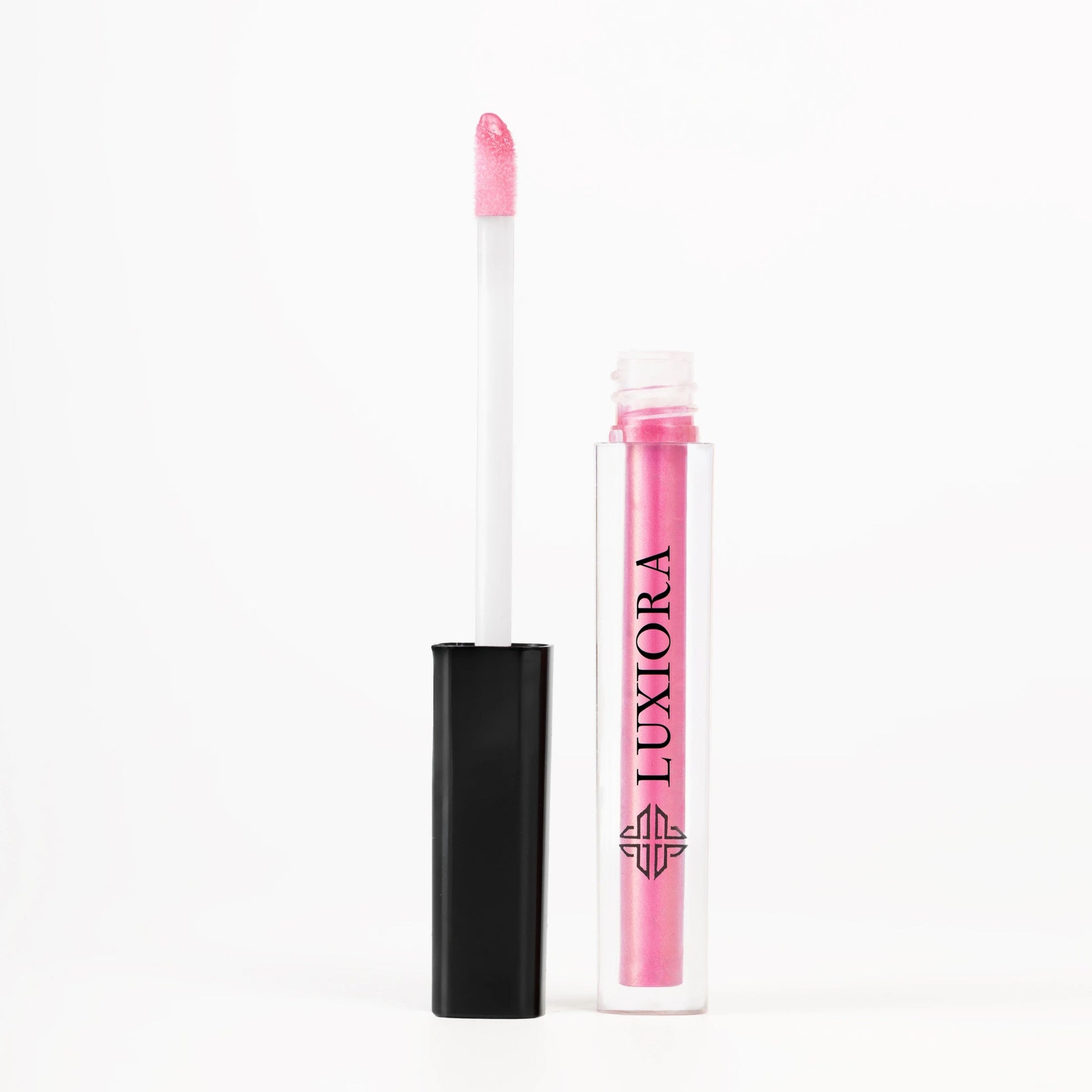 Luxiora Lustrous Pop Firy Red high shine lip gloss, cruelty-free, bold red glossy finish