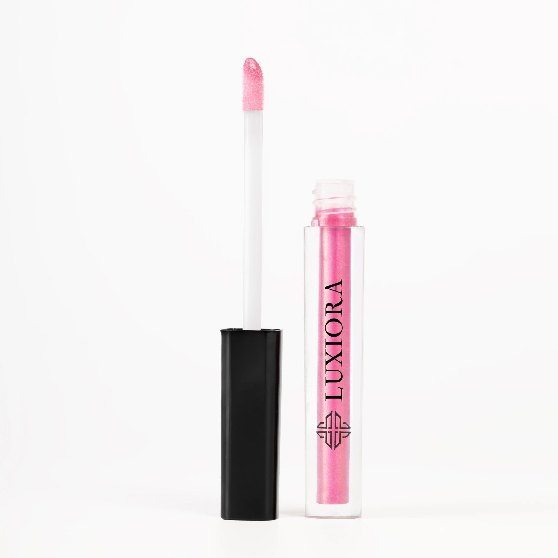 Luxiora Lustrous Pop Firy Red high shine lip gloss, cruelty-free, bold red glossy finish