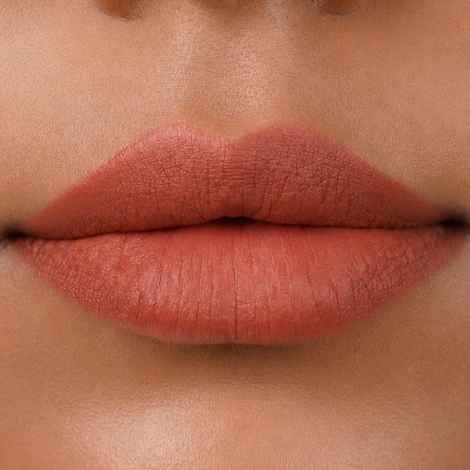 Gulabi Glow rosy pink nude lipstick swatch on wheatish Indian skin